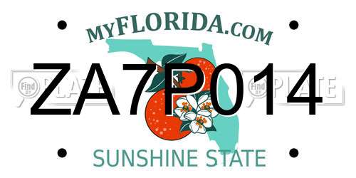ZA7P014 Florida License Plate