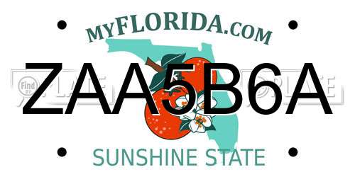ZAA5B6A Florida License Plate
