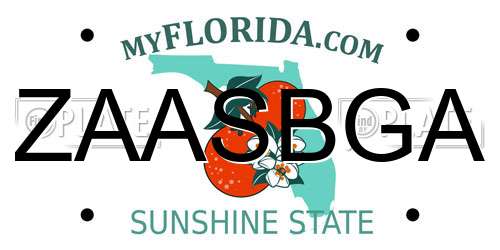 ZAASBGA Florida License Plate