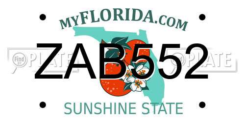 ZAB552 Florida License Plate