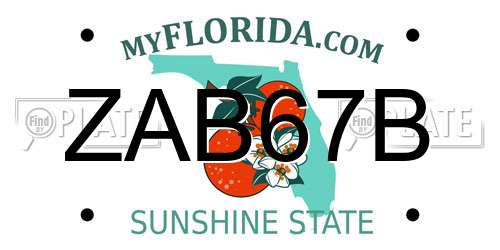 ZAB67B Florida License Plate