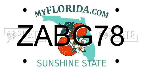 ZABG78 Florida License Plate