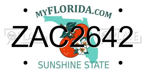 ZAC2642 Florida License Plate