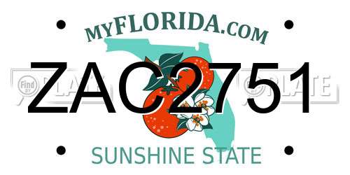 ZAC2751 Florida License Plate