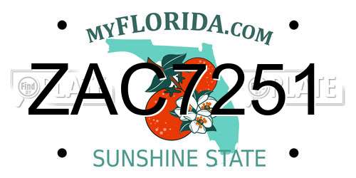 ZAC7251 Florida License Plate