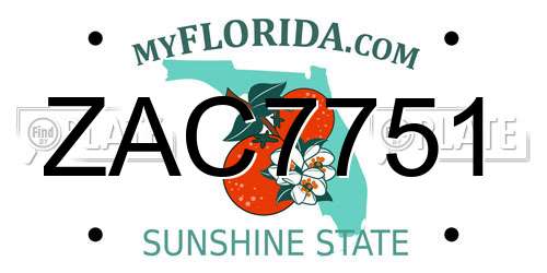 ZAC7751 Florida License Plate