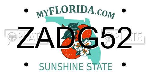 ZADG52 Florida License Plate