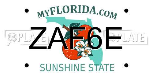 ZAF6E Florida License Plate