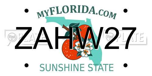 ZAHW27 Florida License Plate
