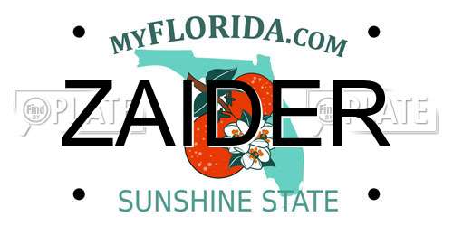 ZAIDER Florida License Plate