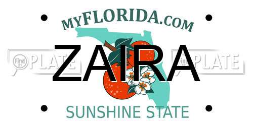 ZAIRA Florida License Plate