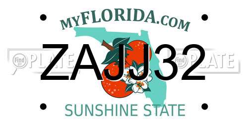 ZAJJ32 Florida License Plate