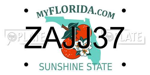 ZAJJ37 Florida License Plate