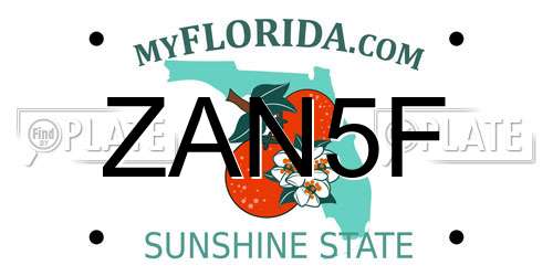 ZAN5F Florida License Plate