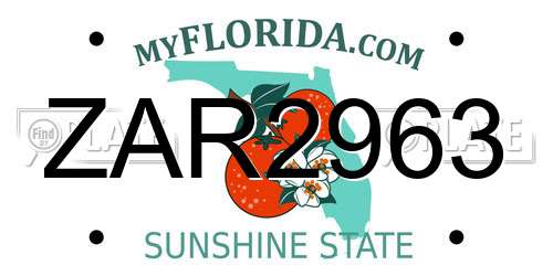 ZAR2963 Florida License Plate