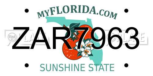 ZAR7963 Florida License Plate