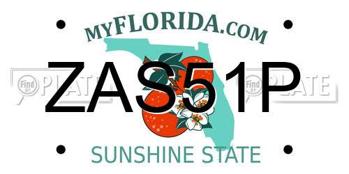 ZAS51P Florida License Plate