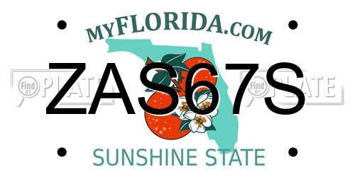 ZAS67S Florida License Plate