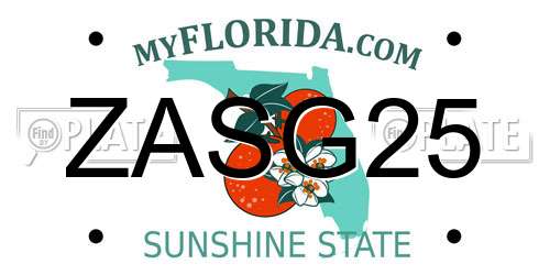 ZASG25 Florida License Plate