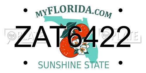 ZAT6422 Florida License Plate