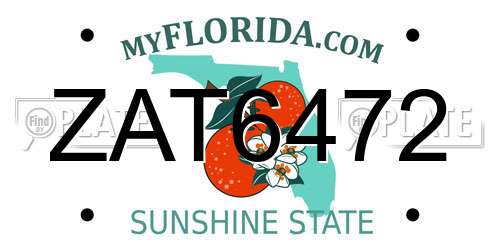 ZAT6472 Florida License Plate