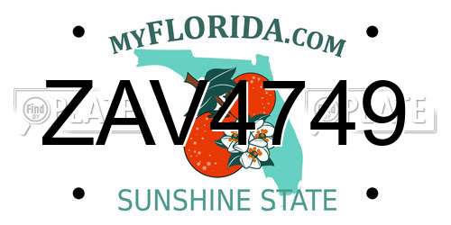 ZAV4749 Florida License Plate
