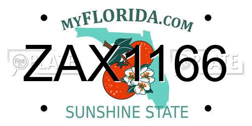 ZAX1166 Florida License Plate
