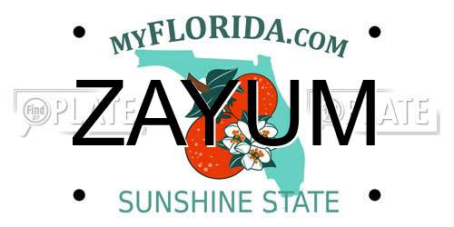 ZAYUM Florida License Plate