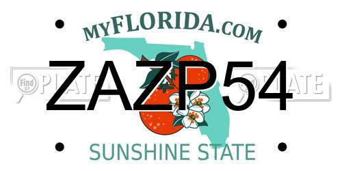 ZAZP54 Florida License Plate