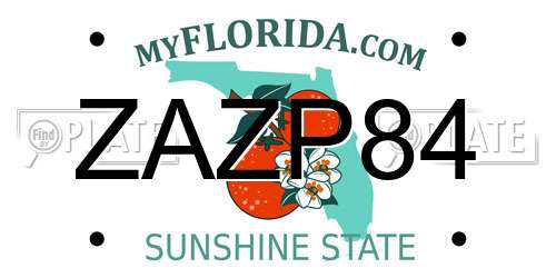 ZAZP84 Florida License Plate