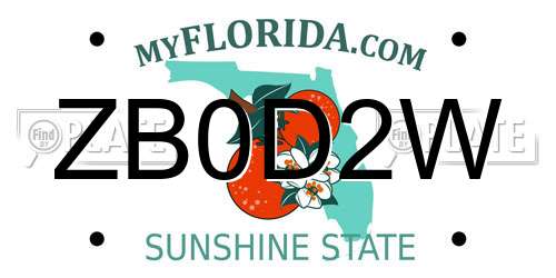 ZB0D2W Florida License Plate