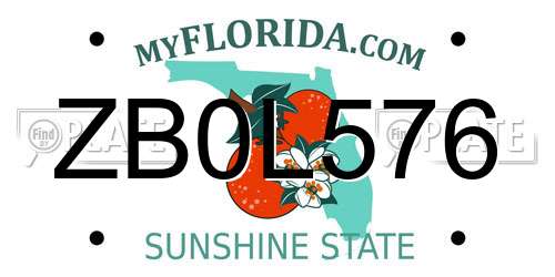ZB0L576 Florida License Plate