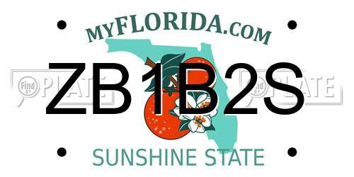 ZB1B2S Florida License Plate