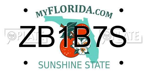 ZB1B7S Florida License Plate