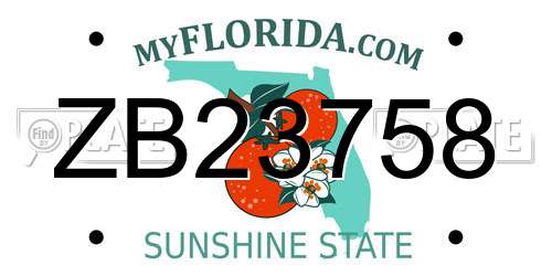 ZB23758 Florida License Plate