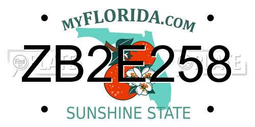 ZB2E258 Florida License Plate