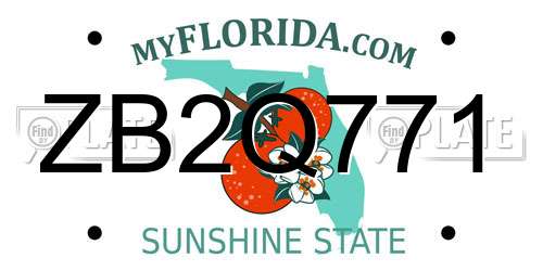 ZB2Q771 Florida License Plate