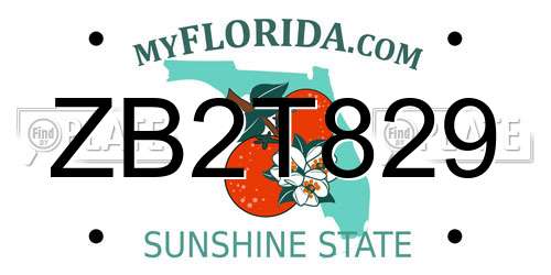 ZB2T829 Florida License Plate