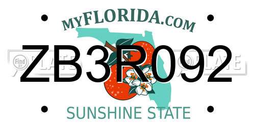 ZB3R092 Florida License Plate