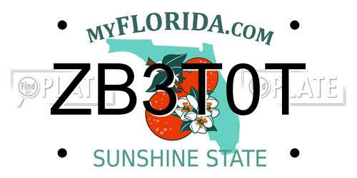 ZB3T0T Florida License Plate