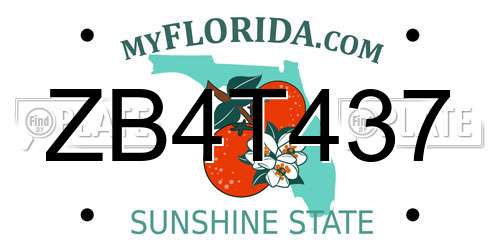 ZB4T437 Florida License Plate