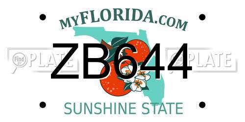 ZB644 Florida License Plate
