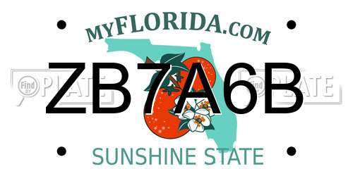 ZB7A6B Florida License Plate