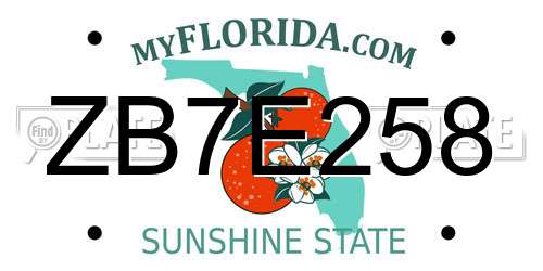 ZB7E258 Florida License Plate