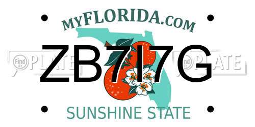 ZB7I7G Florida License Plate