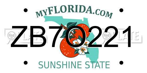 ZB7O221 Florida License Plate