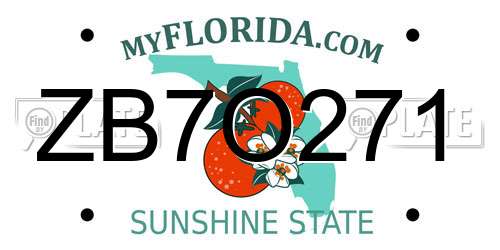 ZB7O271 Florida License Plate