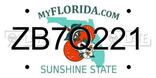 ZB7Q221 Florida License Plate