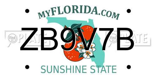 ZB9V7B Florida License Plate
