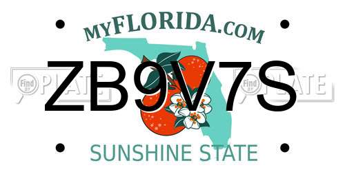 ZB9V7S Florida License Plate